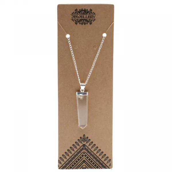 Gemstone Flat Pencil Pendant - Rock Quartz - Image 2