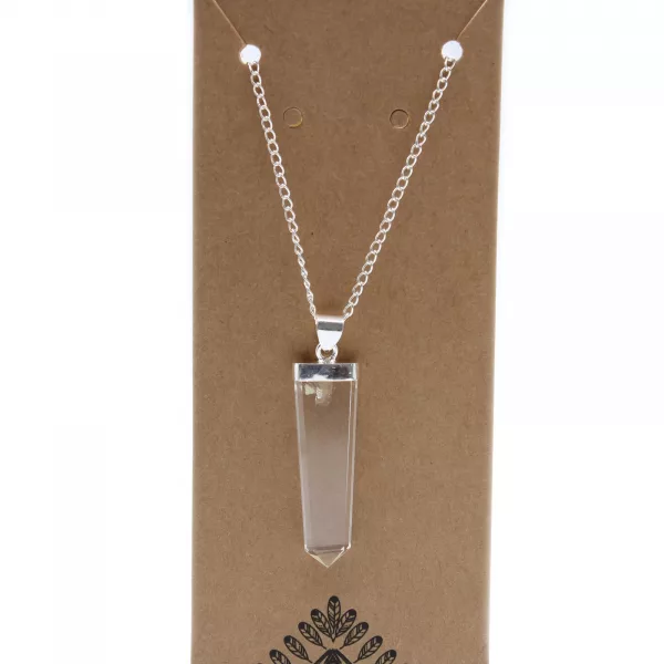 Gemstone Flat Pencil Pendant - Rock Quartz - Image 3