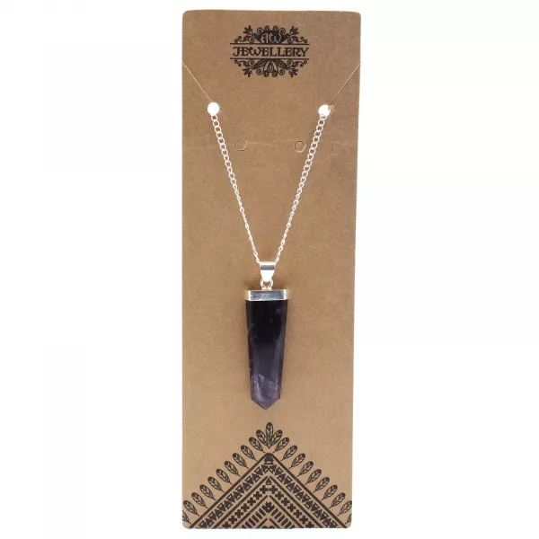 Gemstone Flat Pencil Pendant - Amethyst - Image 2