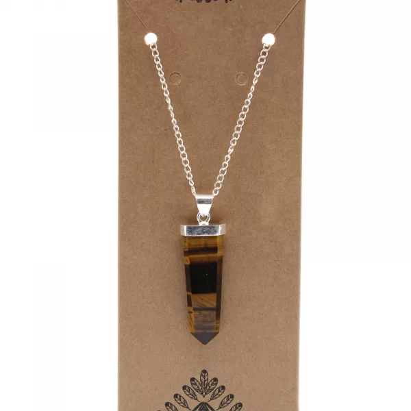 Gemstone Flat Pencil Pendant - Tiger Eye - Image 3