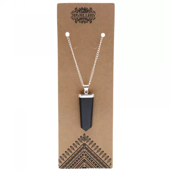 Gemstone Flat Pencil Pendant - Black Agate - Image 2