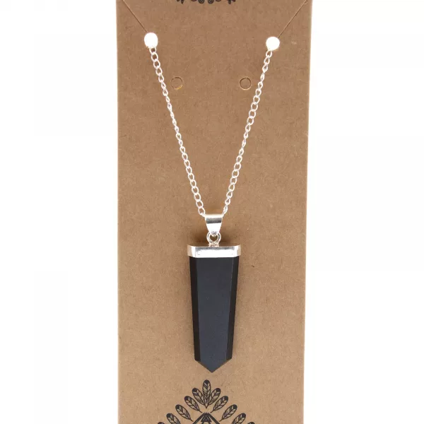 Gemstone Flat Pencil Pendant - Black Agate - Image 3