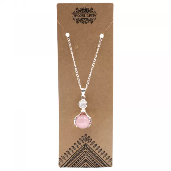 Gemstone Healing Hands Pendant - Rose Quartz - Image 2