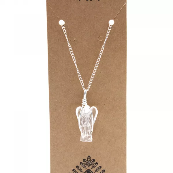 Gemstone Guardian Angel Pendant - Rock Quartz - Image 3