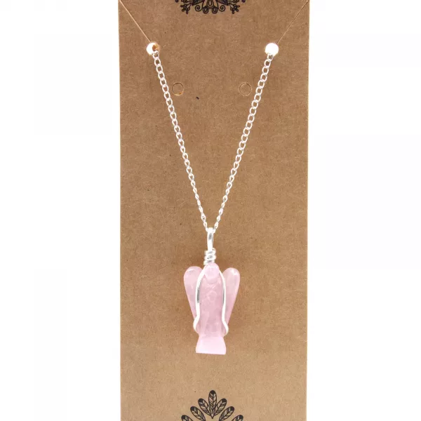 Gemstone Guardian Angel Pendant - Rose Quartz - Image 3
