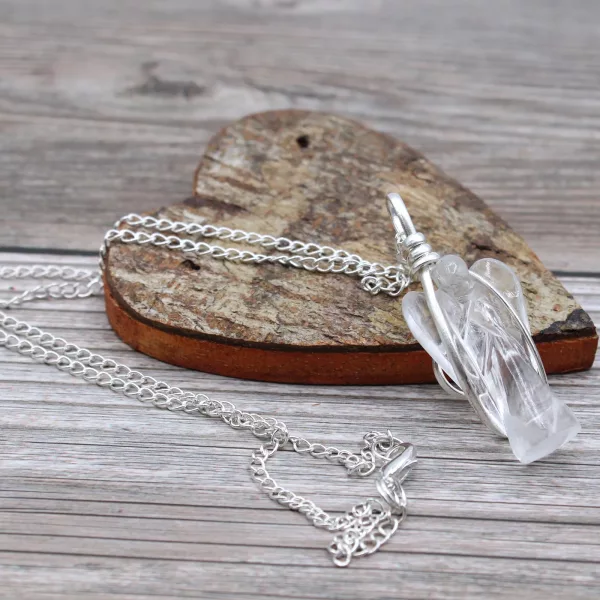 Gemstone Guardian Angel Pendant - Rock Quartz - Image 4