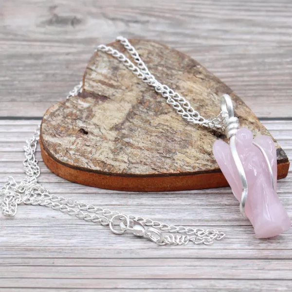 Gemstone Guardian Angel Pendant - Rose Quartz - Image 4