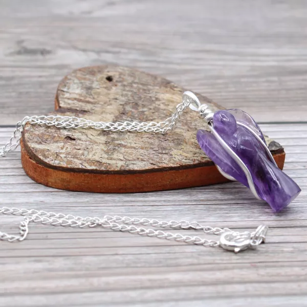 Gemstone Guardian Angel Pendant - Amethyst - Image 4