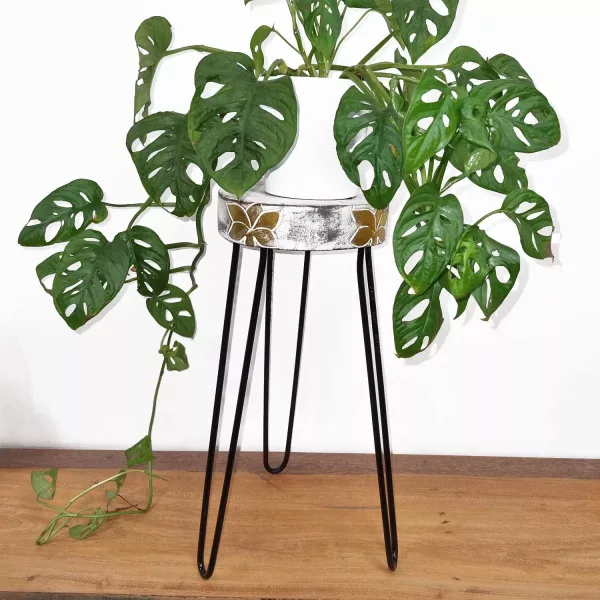 Albasia Wood Plant Stand - Whitewash - Image 3