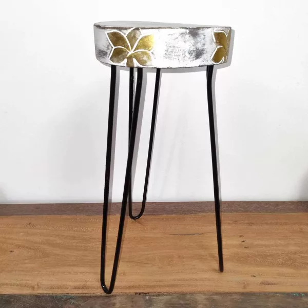 Albasia Wood Plant Stand - Whitewash - Image 2