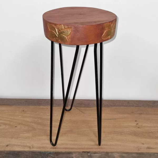 Albasia Wood Plant Stand - Terracotta & black detail - Image 2
