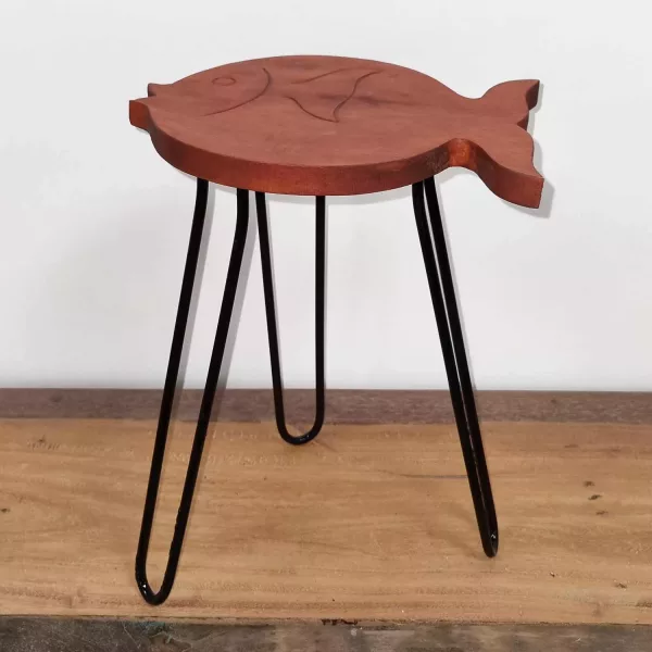 Albasia Wood Fish Stand - Terracotta - Image 2