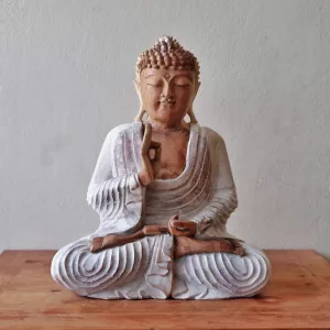 Buddha Statue Whitewash – 40cm Teaching Transmission