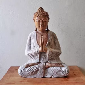 Buddha Statue Whitewash – 40cm Welcome
