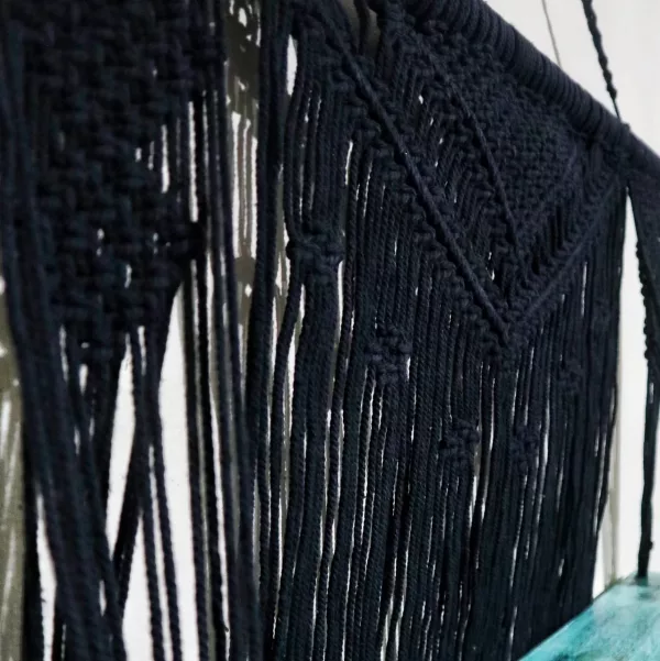 Black Macrame Hanging Shelves - Turquoise - Image 4
