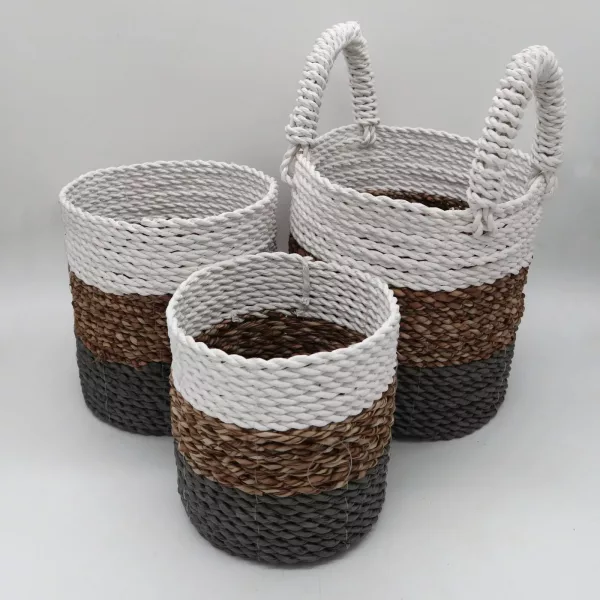 Seagrass Basket Set - Grey / Natural / White - Image 2