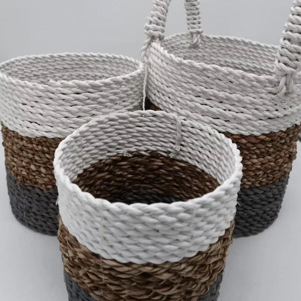 Seagrass Basket Set - Grey / Natural / White - Image 3