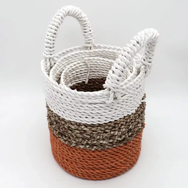 Seagrass Basket Set - Orange / Natural / White - Image 4