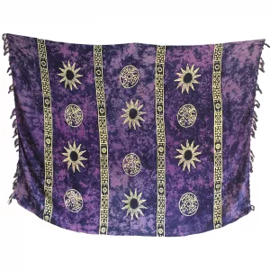 Bali Celtic Sarongs - Sun Symbols - Purple