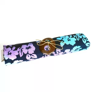 Bali Block Print Sarong - Orchids - Blue