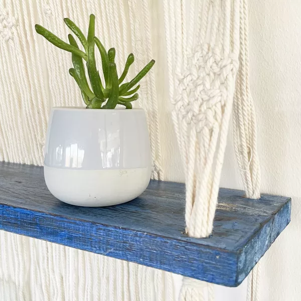 Natural Macrame Hanging Shelves - Blue - Image 3