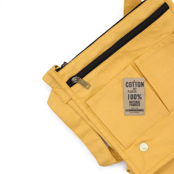 Cotton Canvas Messenger Bag - Yellow - Image 3