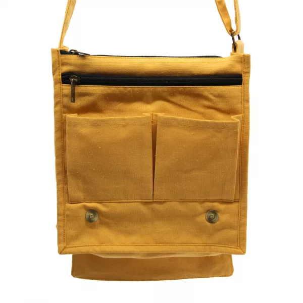 Cotton Canvas Messenger Bag - Yellow - Image 2