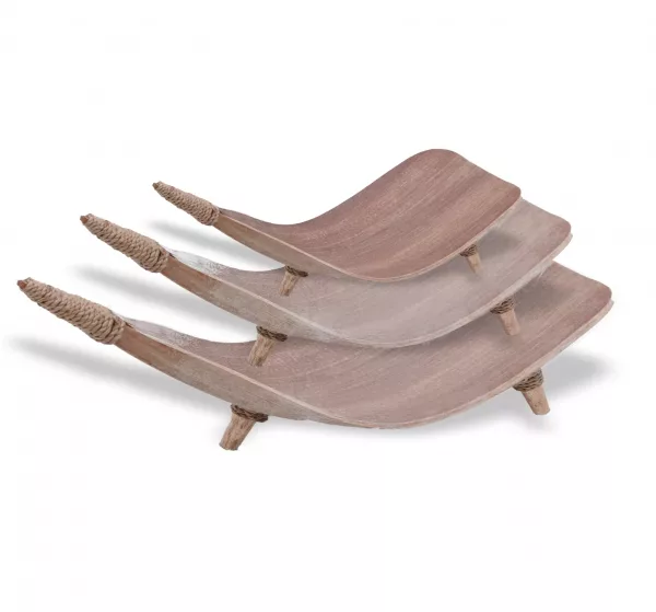 Coconut Leaf Fruit Bowl Set - Whitewash - Image 2