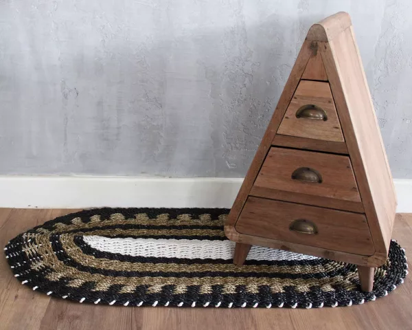 Oval Seagrass Black, White & Tan - Classic - 60x120cm - Image 3