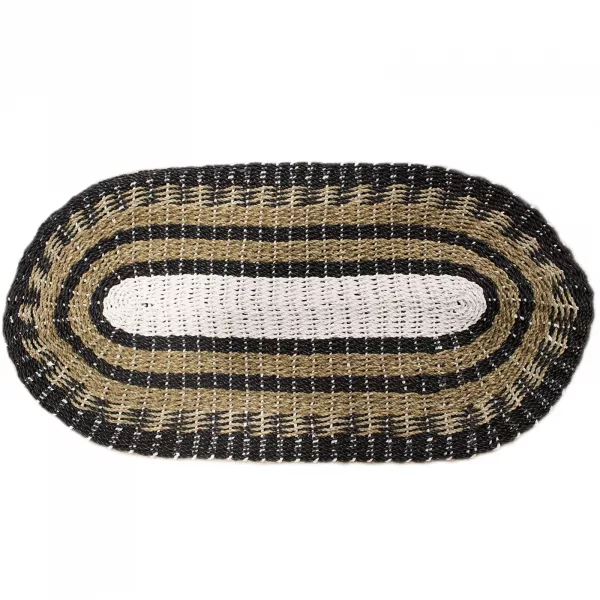 Oval Seagrass Black, White & Tan - Classic - 60x120cm