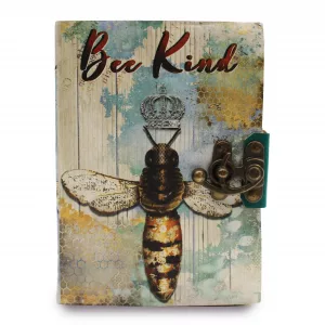 Leather \"Bee Kind\" Deckle-edge Notebook (7x5\")