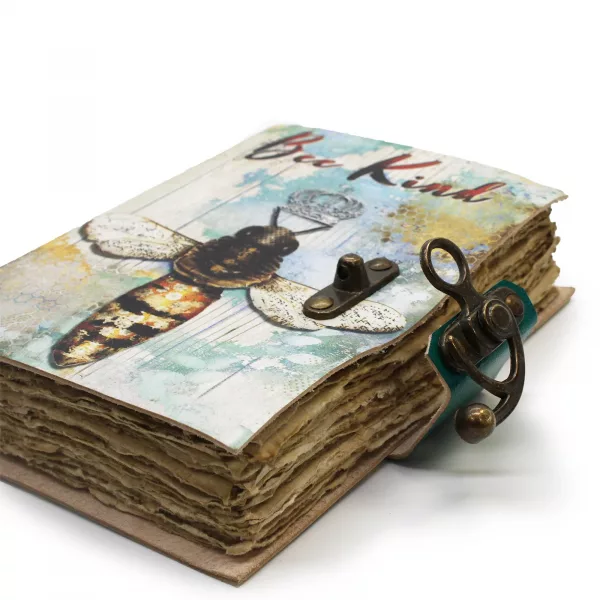 Leather \"Bee Kind\" Deckle-edge Notebook (7x5\") - Image 2