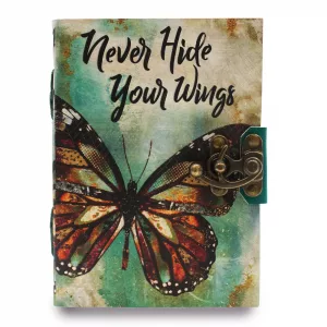 Leather \"Never Hide Your Wings\" Deckle-edge Notebook (7x5\")