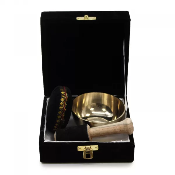 Brass Singing Bowl Gift Set - 9cm - Image 4