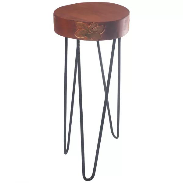 Albasia Wood Plant Stand - Terracotta & black detail - Image 4