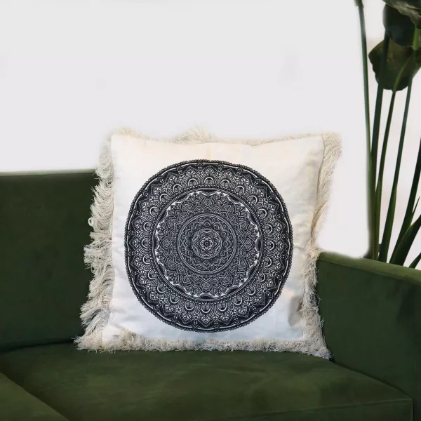 Traditional Mandala  Cushion Cover - 45x45cm - black - Image 4