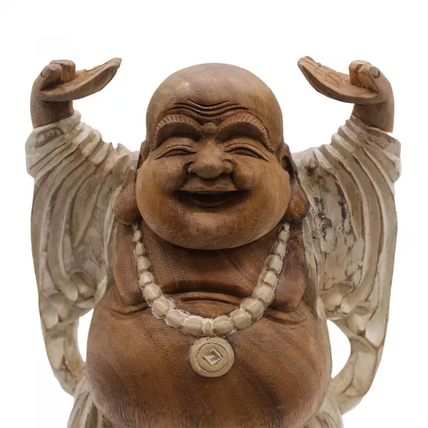 Happy Buddha Hands Up - Whitewash 40cm - Image 4