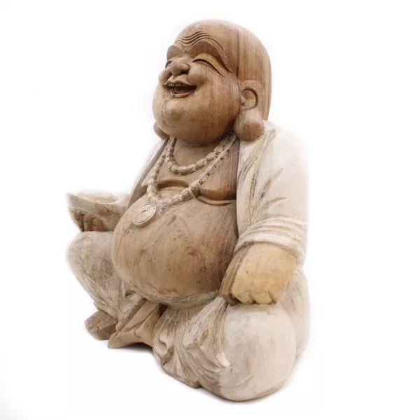 Happy Buddha - Whitewash 50cm - Image 2