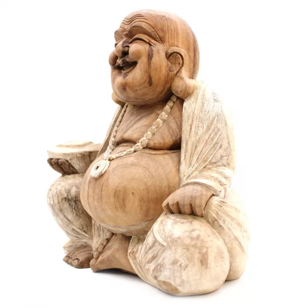 Happy Buddha - Whitewash 40cm - Image 2
