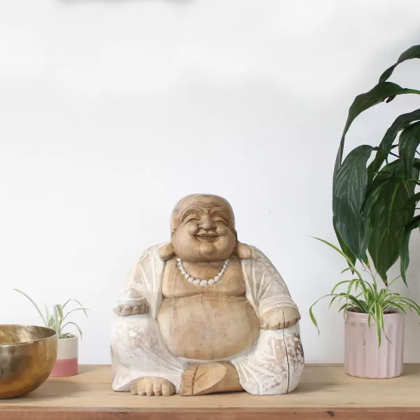 Happy Buddha - Whitewash 30cm - Image 4