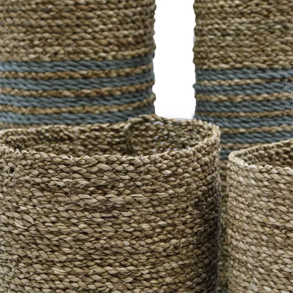 Seagrass & Abu-Abu Raffia Set - 2 Vase & 2 Bins - Image 2