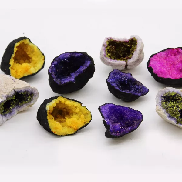 Coloured Calsite Geodes - Black Rock - Purple - Image 3