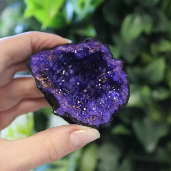 Coloured Calsite Geodes - Black Rock - Turqoise / Purple - Image 3