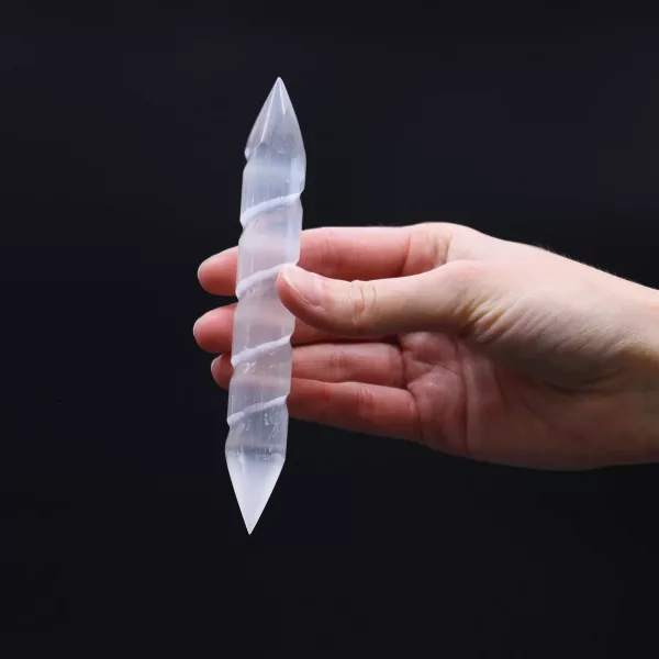 Selenite Spiral Wands - 16 cm (Point Both Ends) - Image 4