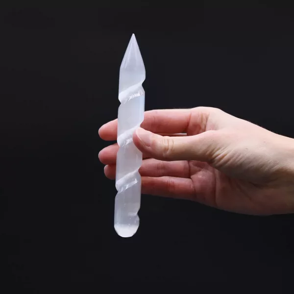 Selenite Spiral Wands - 16 cm (Point One Ends) - Image 4