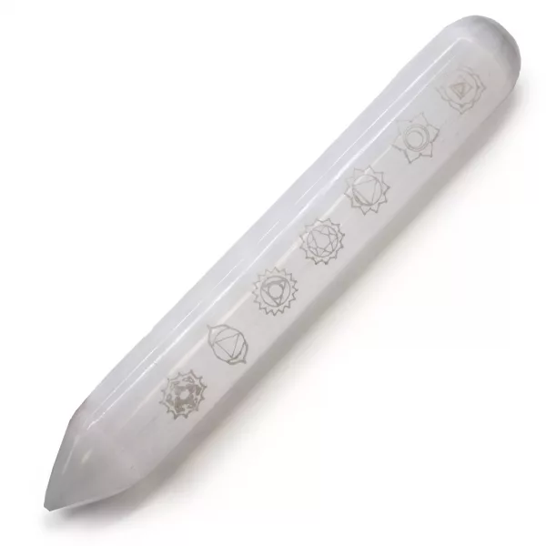 Selenite Wand - 16 cm (Point one End) 7 Chakra