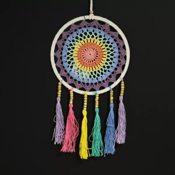 Small Dreamcatcher (22x56cm) - Pastel Rainbow - Image 2