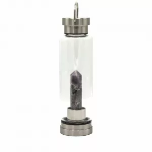 Crystal Infused Glass Water Bottle - Relaxing Amethyst - Obelisk