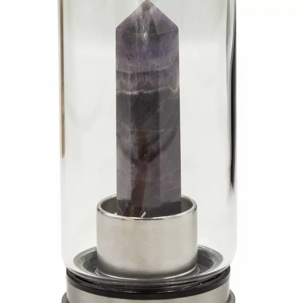 Crystal Infused Glass Water Bottle - Relaxing Amethyst - Obelisk - Image 3