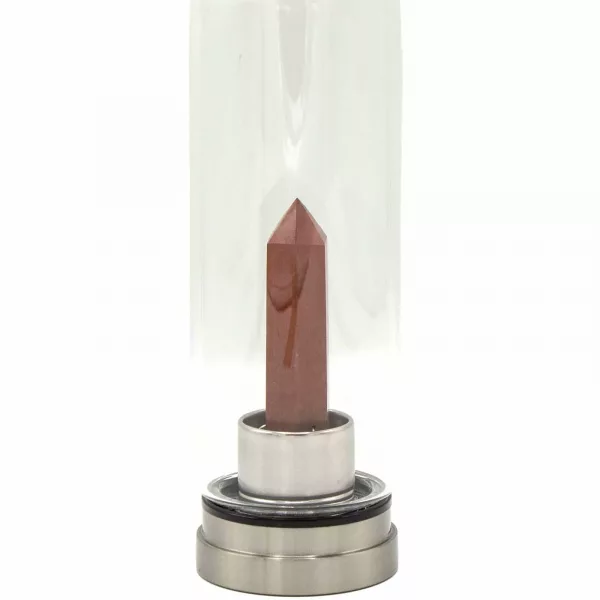 Crystal Infused Glass Water Bottle - Invigorating Red Jasper - Obelisk - Image 2
